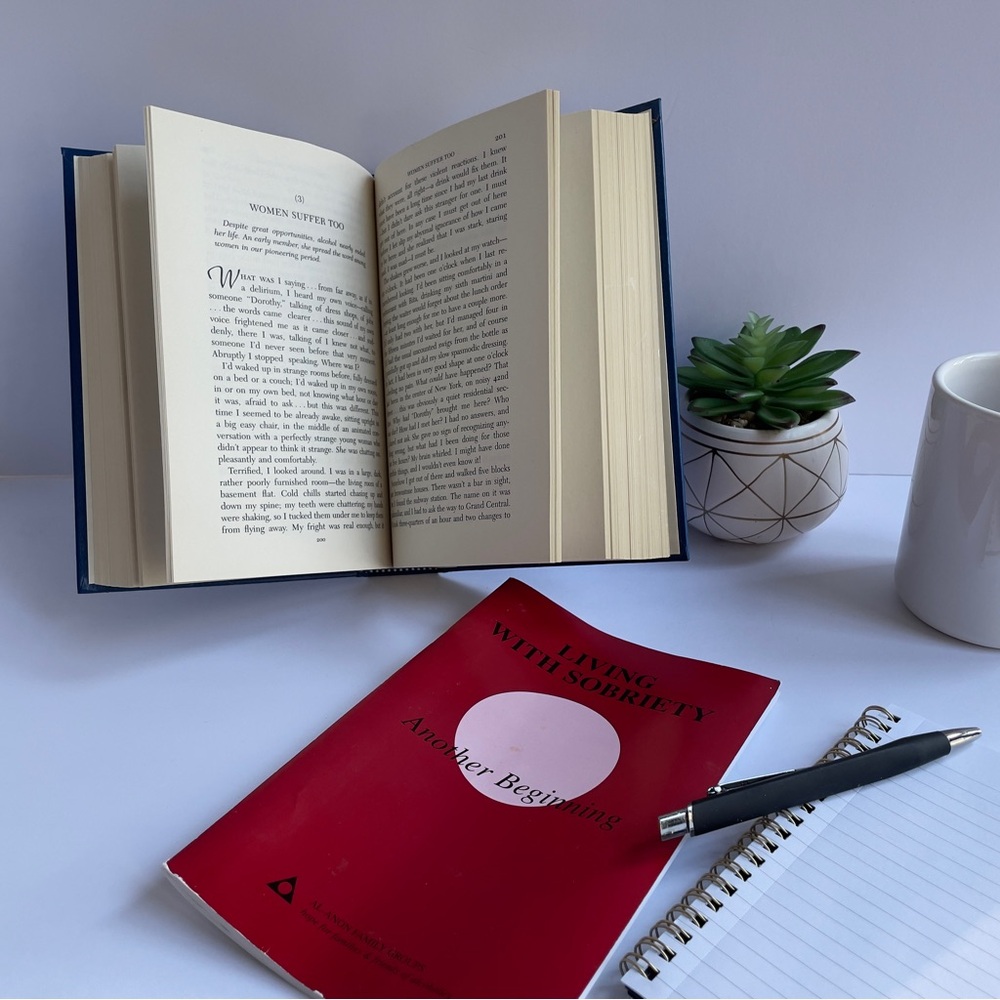 AA Premium Hardcover Big Book 4th Ed BLUE + Living with Sobriety Al-Anon Bundle - Picture 5 of 9